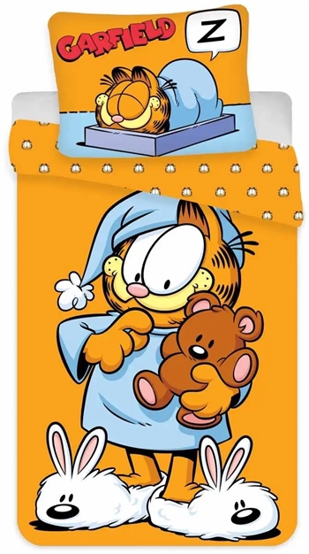 Billede af Garfield sengetøj - 140x200 cm - Garfield klar til sengetid - Sengesæt i 100% bomuld - Børnesengetøj hos Dynezonen.dk